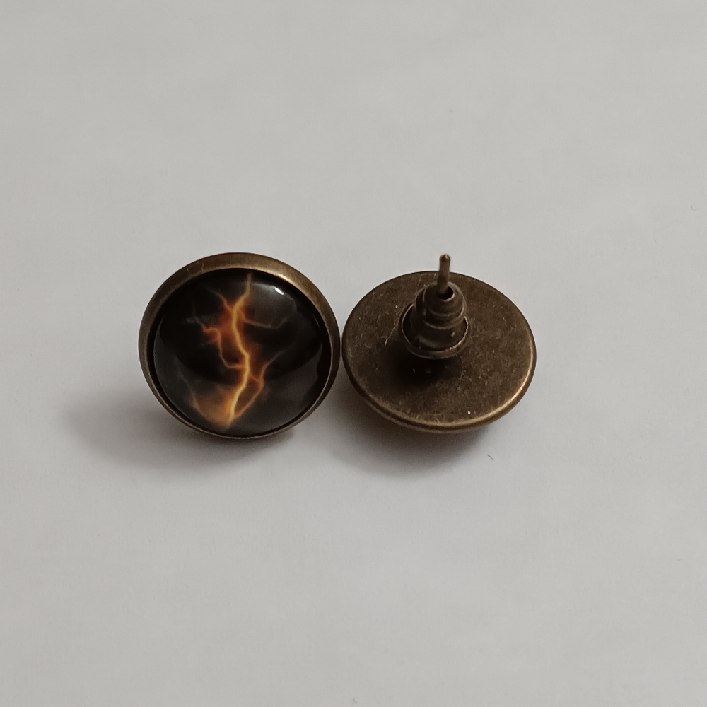 🌟3/$15 Antique Gold and Glass Lightning Earrings
